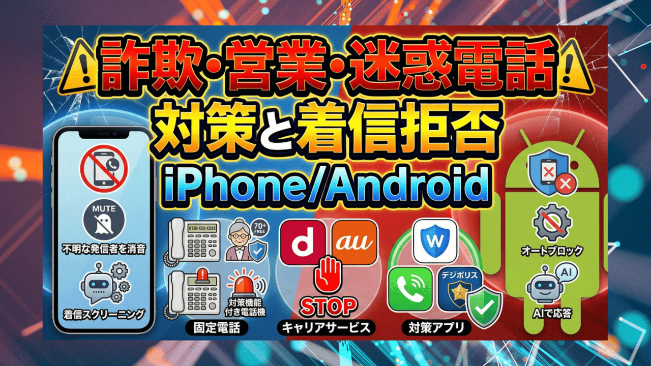 詐欺・営業・迷惑電話対策と着信拒否〜iPhone/Android