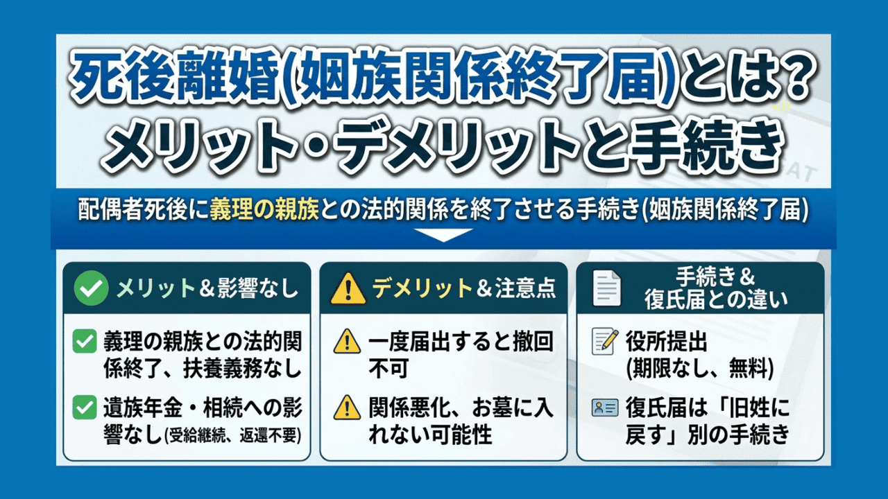 死後離婚(姻族関係終了届)とは？メリット・デメリットと手続き