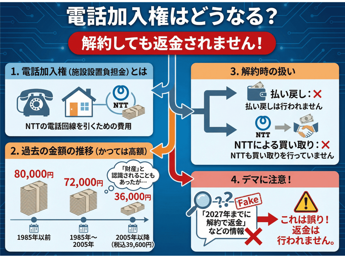 固定電話加入権 要注意】固定電話を解約すると「電話加入権」7万2千円が返ってくるのは