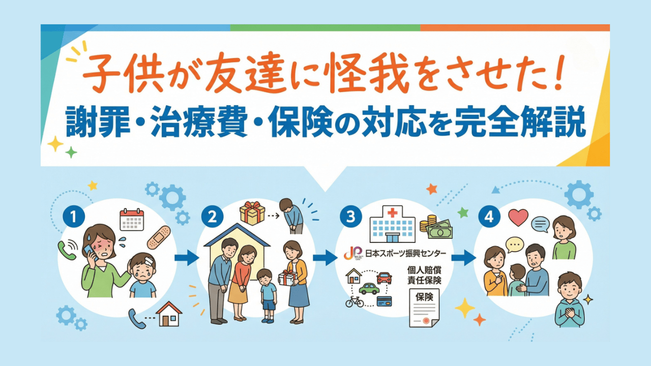 子供が友達に怪我をさせた!謝罪・治療費・保険の対応を完全解説