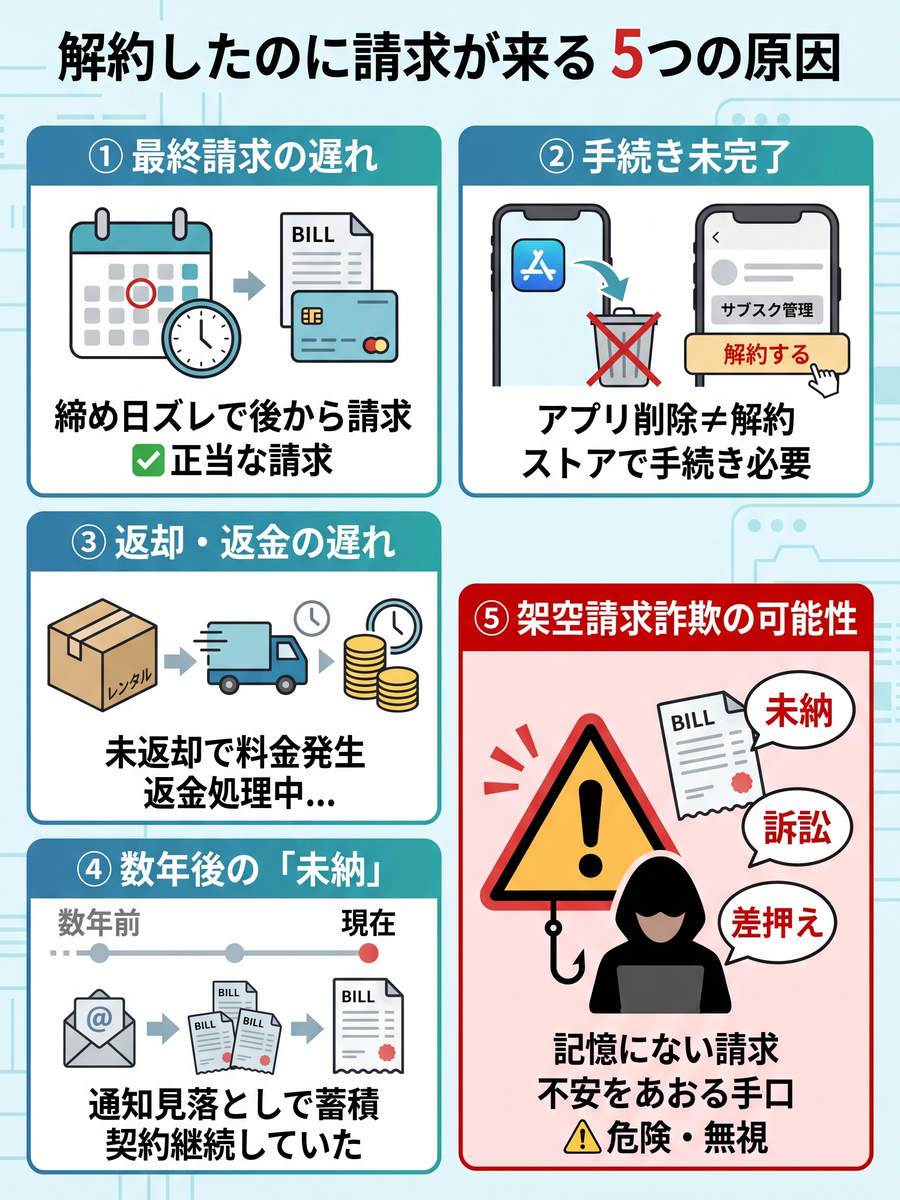 解約したのに請求が来た？サブスク未納トラブル対処法 | 手続きプランナー