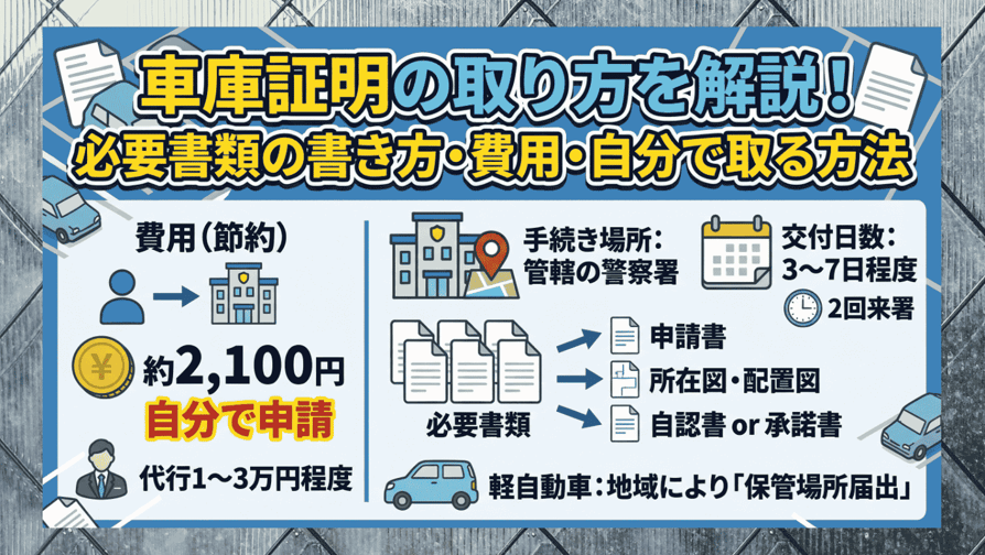 車庫証明の取り方を解説！必要書類の書き方・費用・自分で取る方法