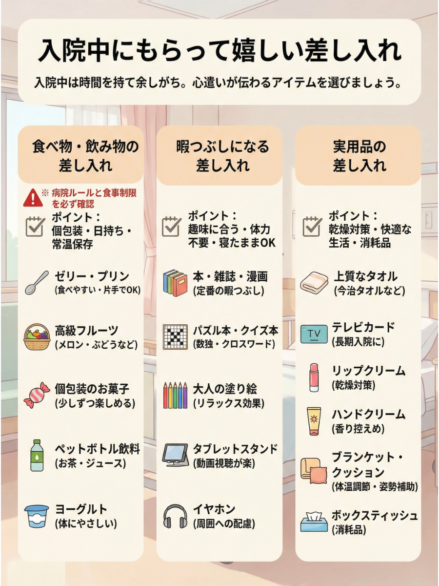 入院 中 もらって 嬉しい もの