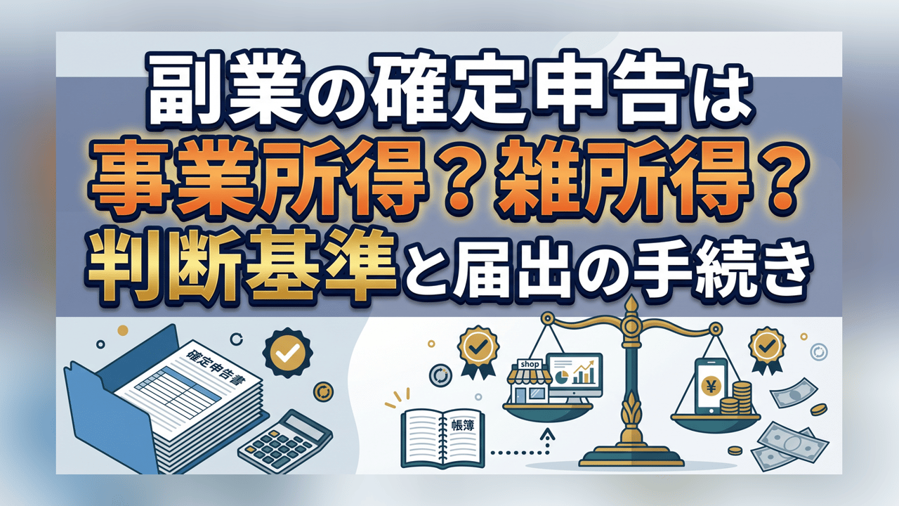 副業の確定申告は事業所得？雑所得？判断基準と届出の手続き