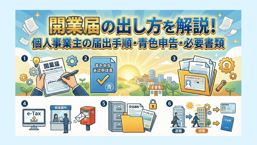 開業届の出し方を解説！個人事業主の届出手順・青色申告・必要書類