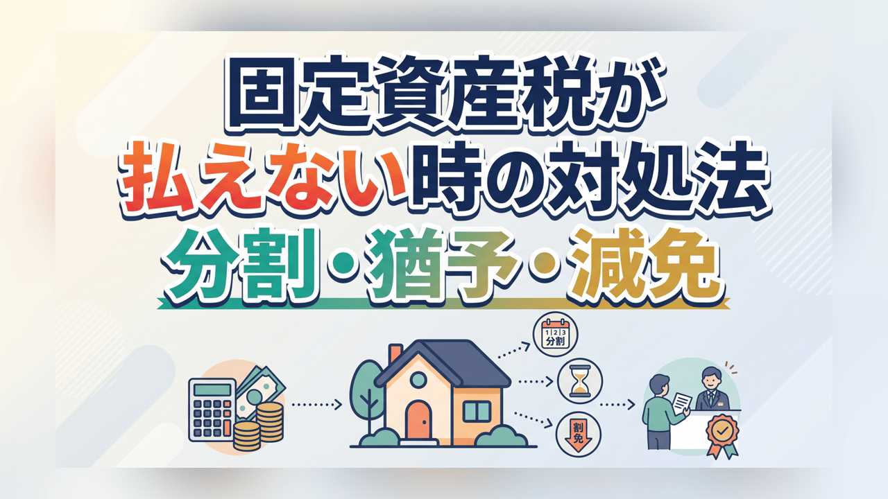 固定資産税が払えない時の対処法〜分割・猶予・減免