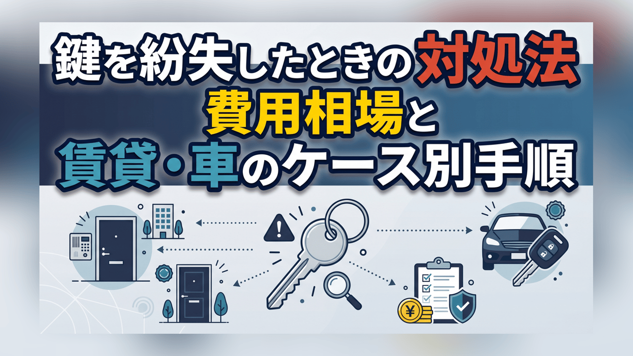 鍵を紛失したときの対処法 - 費用相場と賃貸・車のケース別手順