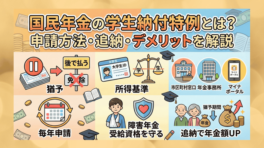 国民年金の学生納付特例とは？申請方法・追納・デメリットを解説