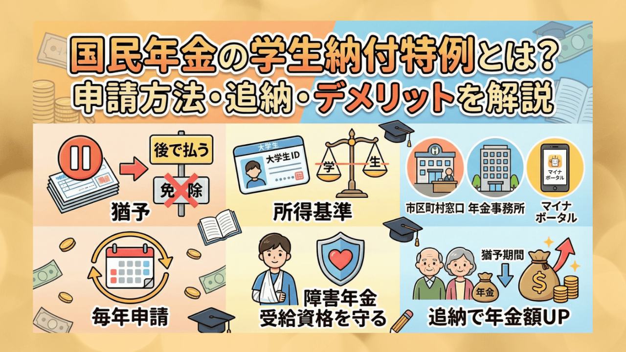 国民年金の学生納付特例とは？申請方法・追納・デメリットを解説