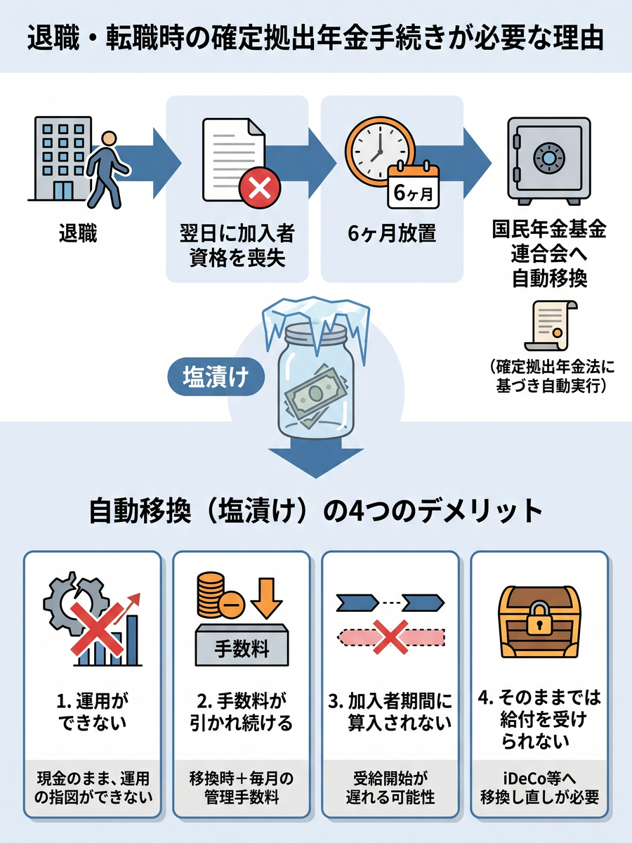 退職・転職時の確定拠出年金 - iDeCoへの移換と自動移換 | 手続き