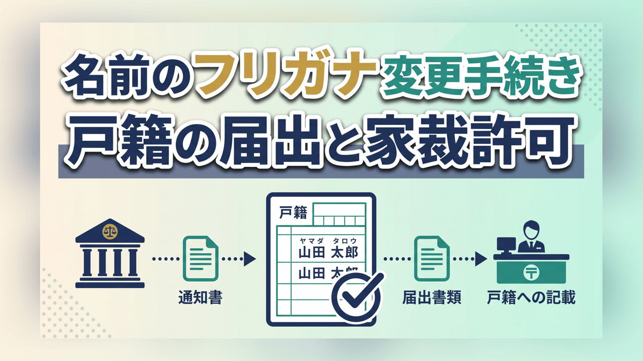 名前のフリガナ変更手続き〜戸籍の届出と家裁許可