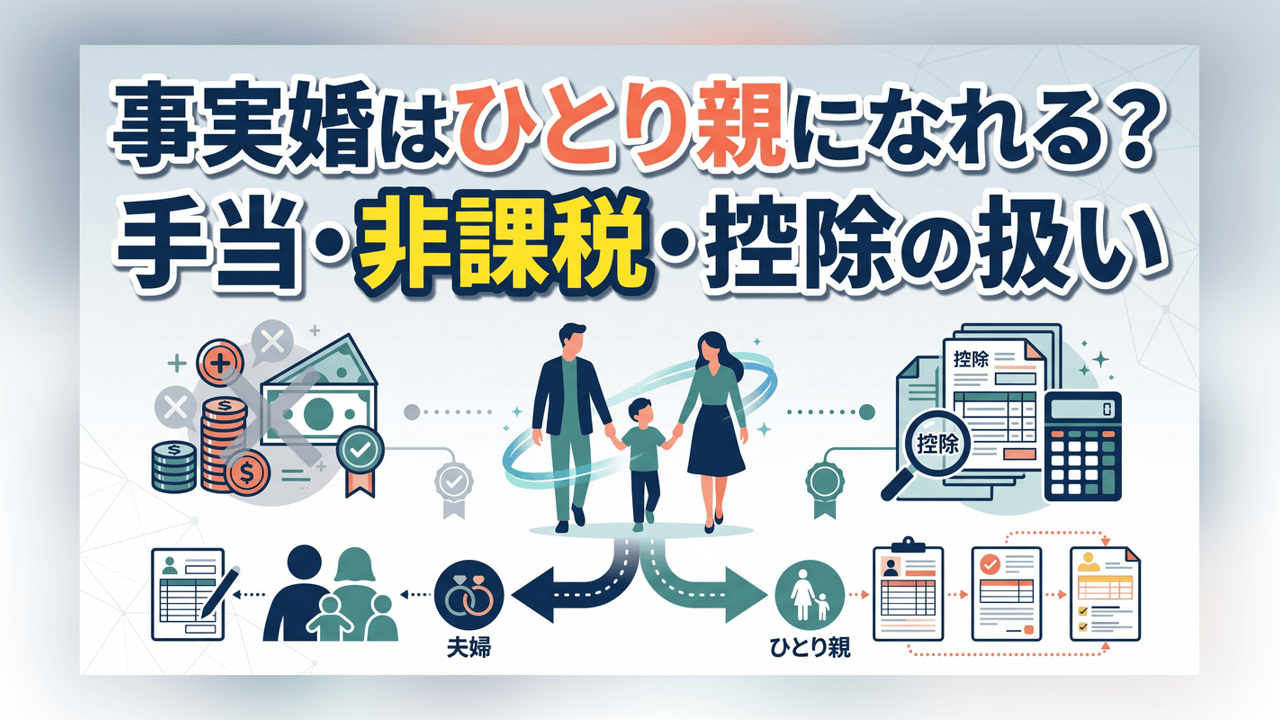 事実婚はひとり親になれる？手当・非課税・控除の扱い