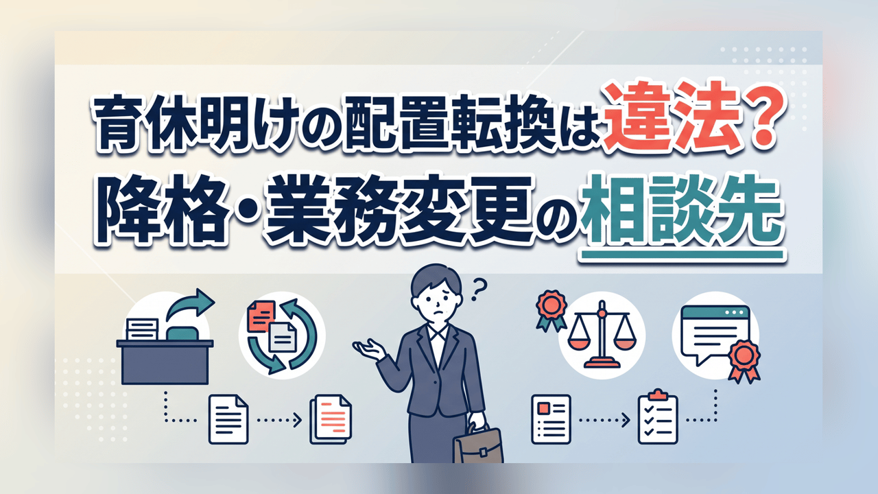 育休明けの配置転換は違法？降格・業務変更の相談先