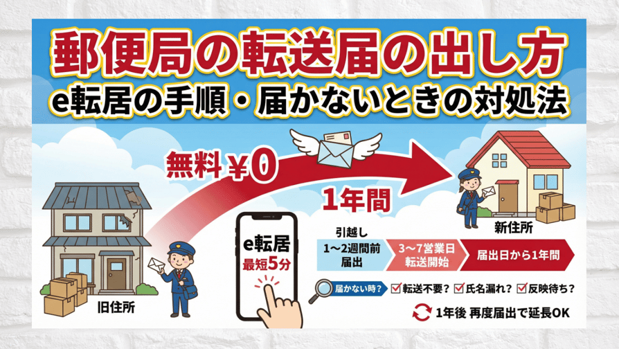 郵便局の転送届の出し方 — e転居の手順・届かないときの対処法