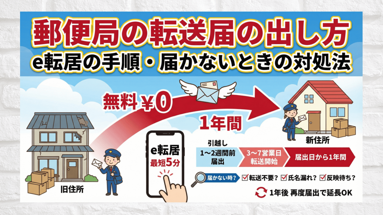 郵便局の転送届の出し方 — e転居の手順・届かないときの対処法