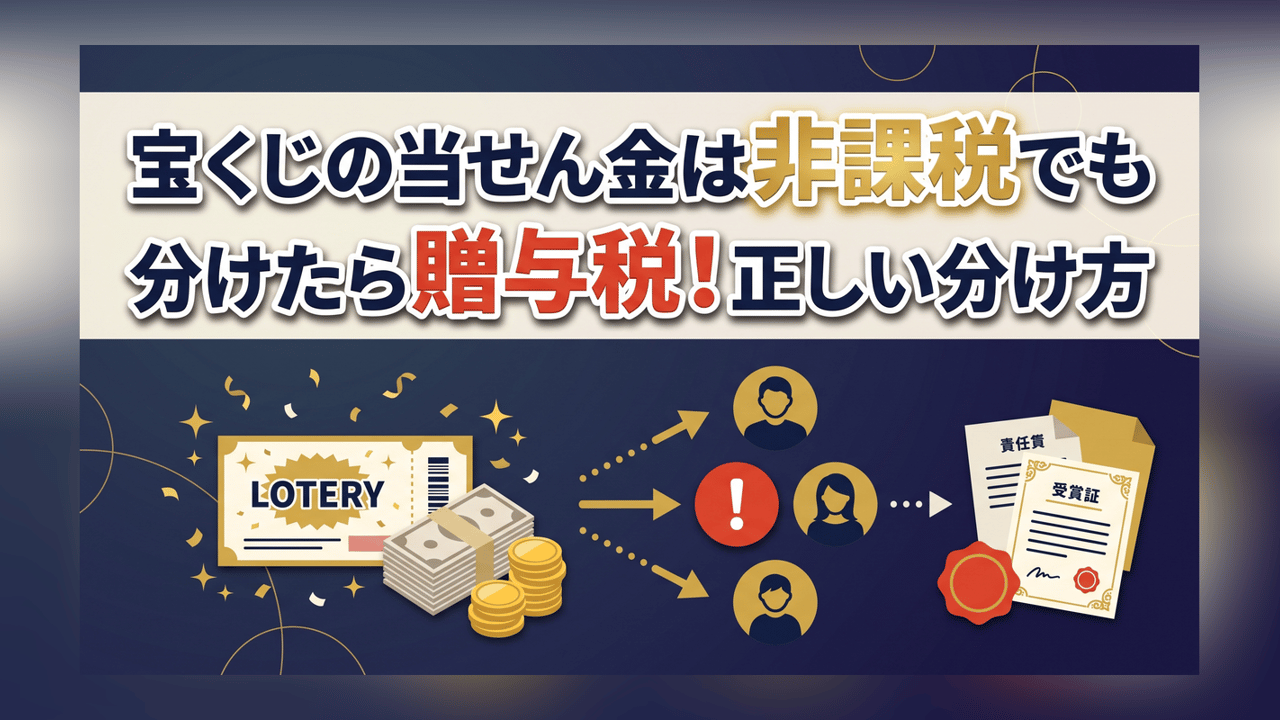 宝くじの当せん金は非課税でも分けたら贈与税！正しい分け方