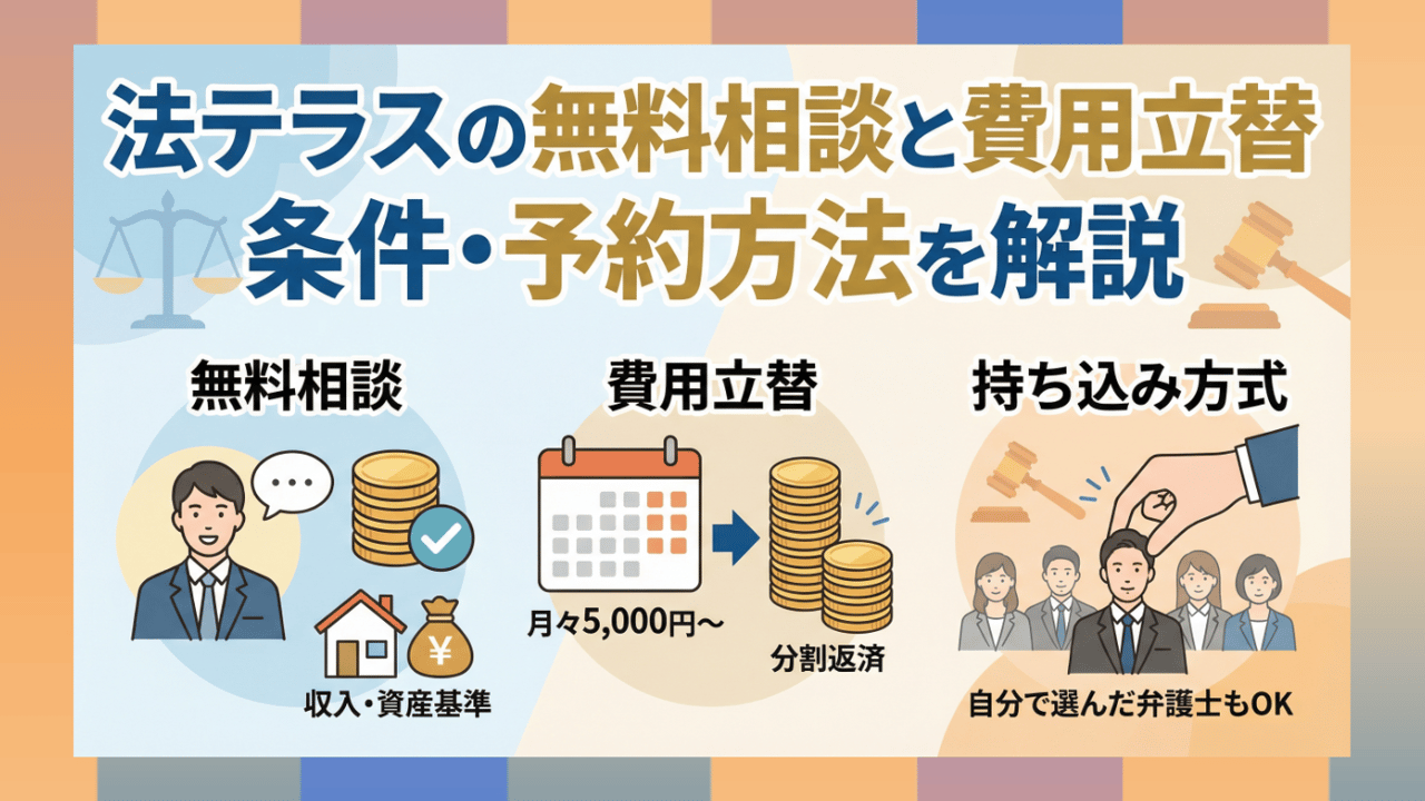 法テラスの無料相談と費用立替 - 条件・予約方法を解説