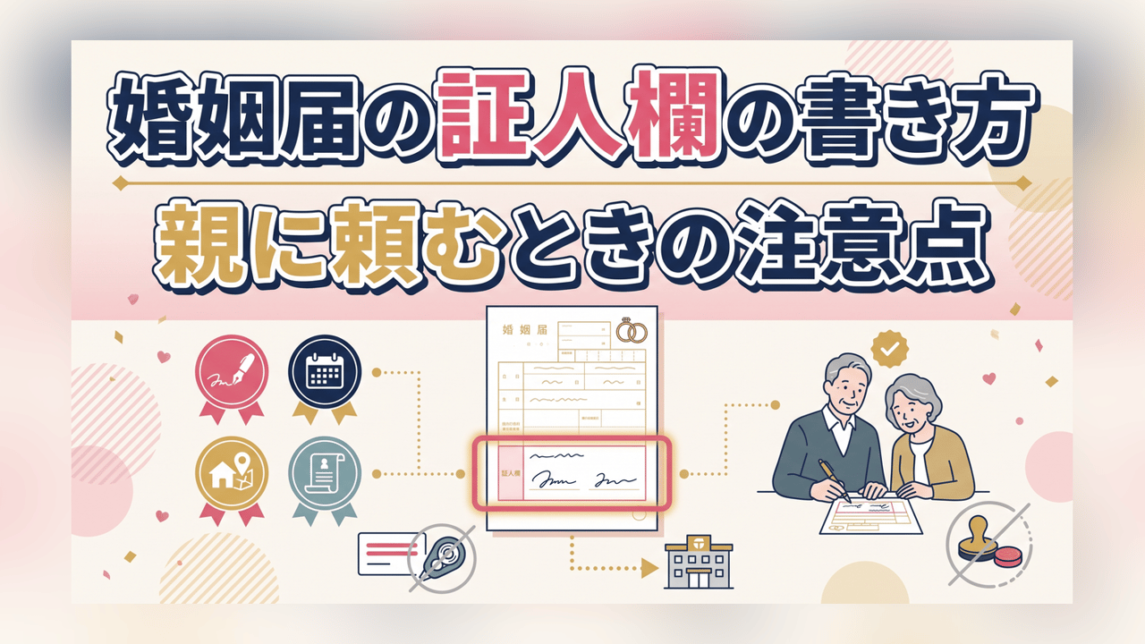 婚姻届の証人欄の書き方〜親に頼むときの注意点