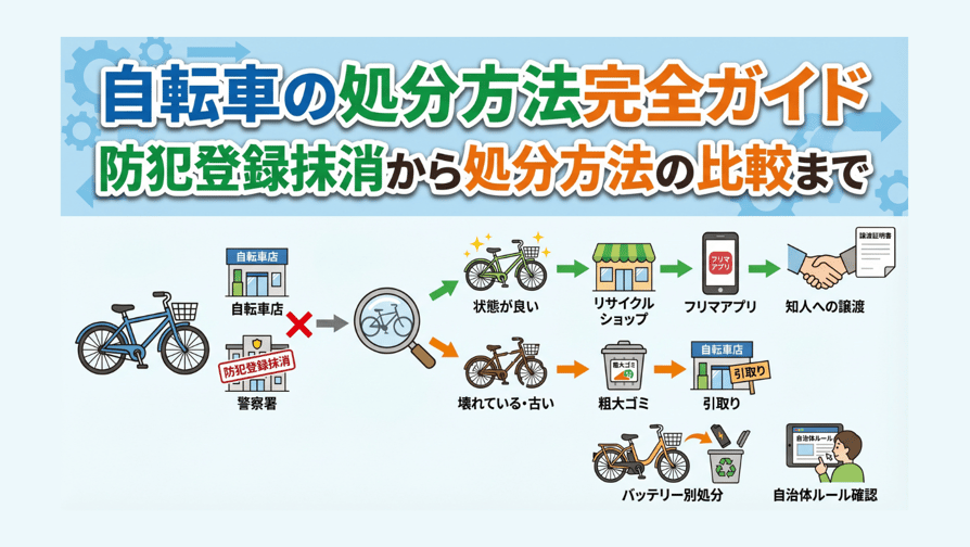 自転車の処分方法完全ガイド - 防犯登録抹消から処分方法の比較まで