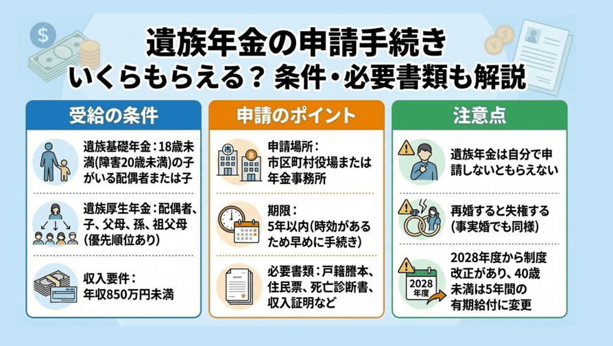 遺族年金の申請手続き - いくらもらえる？条件・必要書類も解説