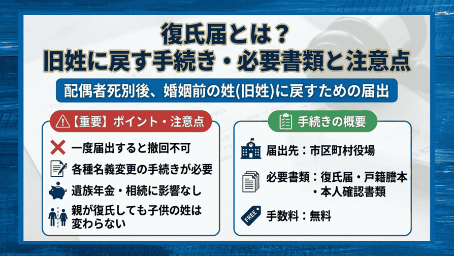 復氏届とは？旧姓に戻す手続き・必要書類と注意点