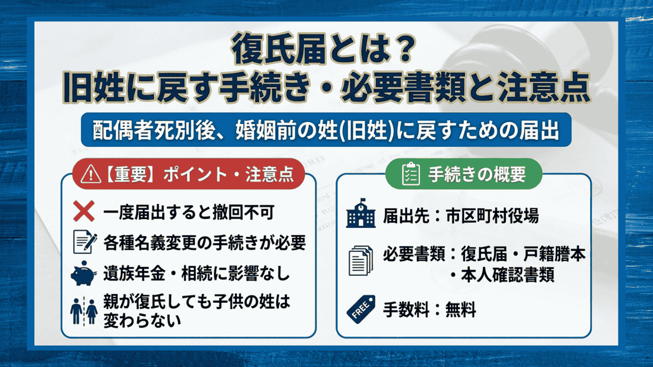 復氏届とは？旧姓に戻す手続き・必要書類と注意点