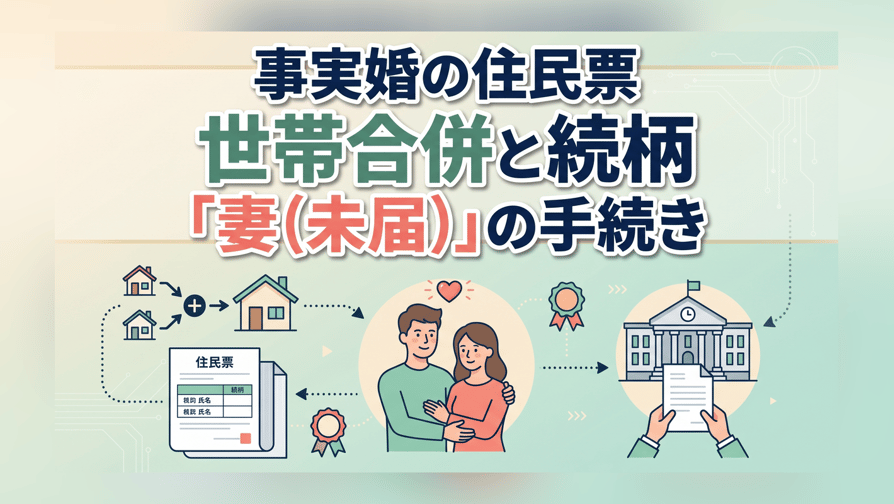 事実婚の住民票〜世帯合併と続柄「妻(未届)」の手続き