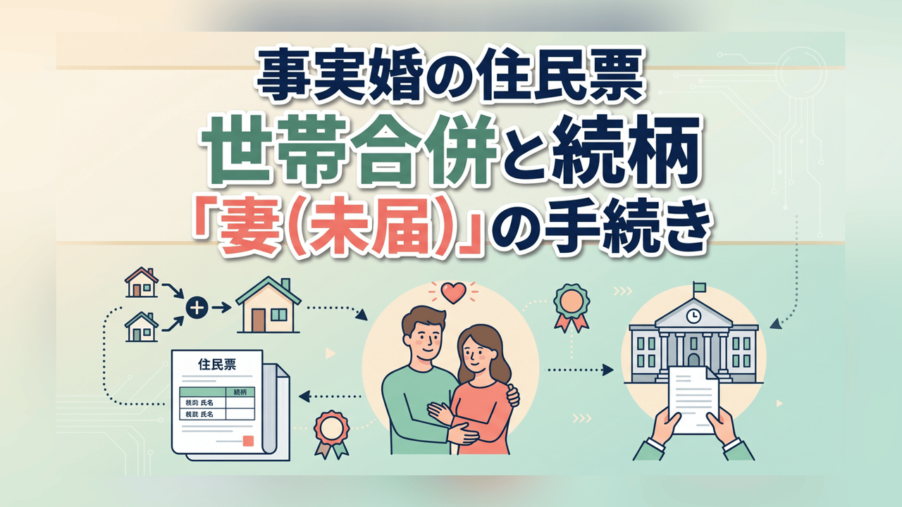 事実婚の住民票〜世帯合併と続柄「妻(未届)」の手続き