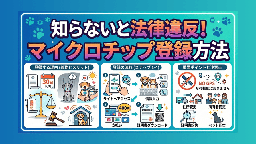 知らないと法律違反！犬・猫などペットのマイクロチップ登録方法