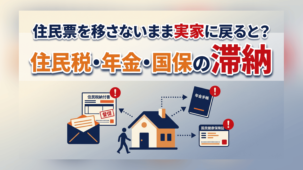 住民票を移さないまま実家に戻ると？住民税・年金・国保の滞納
