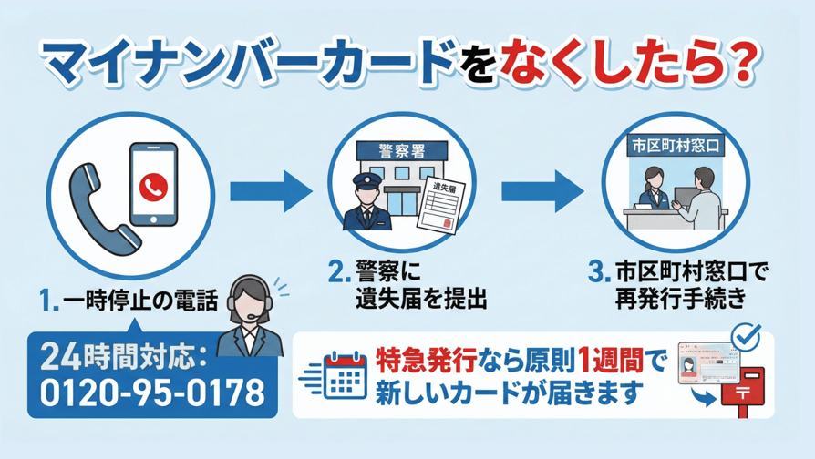 マイナンバーカードをなくしたら？再発行の手順・期間・費用を解説
