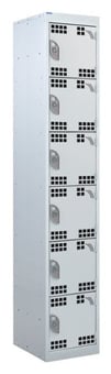 picture of QMP Tool Charging Locker - Perforated Door - Standard Plug - 6 Compartment - Light Grey - 1800H x 300W x 450D mm - [QM-BL1830456LPX]
