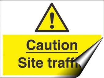 Picture of Caution Site Traffic Sign - 600 x 450Hmm - Self Adhesive Vinyl [AS-WA220-SAV]