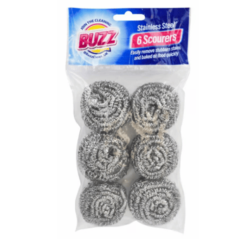 picture of Buzz Stainless Steel Scourers 6 Pack - [OTL-322131]