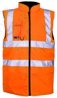 picture of Supertouch High Visibility Orange Reversible Bodywarmer Navy Fleece Reverse - ST-36781