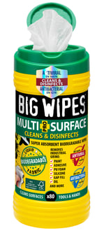 Picture of BIG WIPES Multi-Surface 4x4 Biodegradable Antibacterial Industrial Cleansing Wipes - 80 Wipes - [BW-2440]