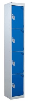 picture of QMP Tool Charging Locker - Solid Door - RCD Plug - 4 Compartment - Dark Blue - 1800H x 450W x 450D mm - [QM-BR1845454BSX]