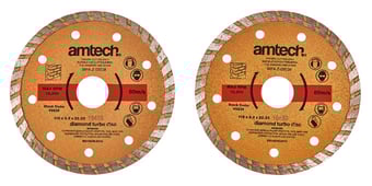 picture of Amtech 2 Piece 115mm Diamond Turbo Cutting Discs Set - [DK-V0235]