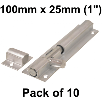picture of SAA Straight Barrel Bolt - 100mm (4") x 25mm (1") - Pack of 10 - [CI-DB34L]