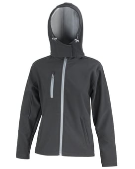 picture of Result Core Women's Black/Grey TX Performance Hooded Softshell Jacket - BT-R230F-BLK/GR