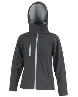Picture of Result Core Women's Black/Grey TX Performance Hooded Softshell Jacket - BT-R230F-BLK/GR