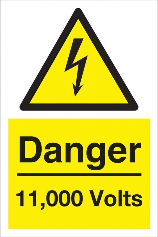 picture of Danger 11,000 Volts Sign LARGE - 400 x 600Hmm - Rigid Plastic - [AS-WA10A-RP]