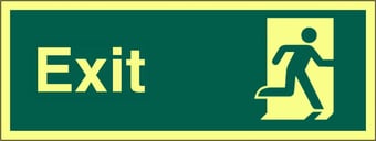picture of Photoluminescent Exit Sign - Man on Right - 400 x 150Hmm - Self Adhesive Rigid Plastic - [AS-PH25-SARP]