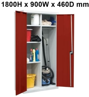 picture of QMP Utility Cupboard - Red Doors - 3 Shelves - 1800H x 900W x 460D mm - [QM-CU189046ZRXX]