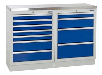 picture of BiGDUG 1361mm Wide Workbench - 7 Drawer Cabinet - 4 Drawer Cabinet - Stainless Worktop - [BDU-TGC53GBS] - (LP)