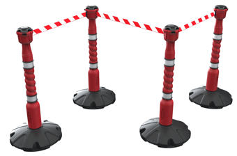 picture of Skipper 27m Retractable Safety Barrier Kit - Red - Red/White Chevron - [SK-KIT01-RRW] - (LP)