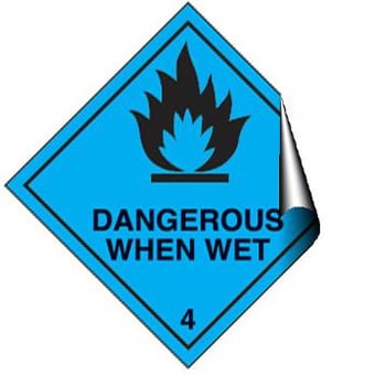 Picture of Hazchem & Transport Labels - Dangerous When Wet Large - 200 X 200Hmm - Self Adhesive Vinyl - [AS-DA41-SAV]