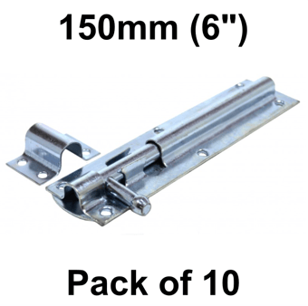 picture of ZP Straight Tower Bolt - 150mm (6") - Pack of 10 - [CI-DB53L]