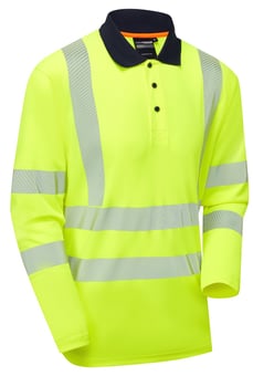 picture of Supertouch Essentials Hi-Vis Eco CoolMax Long Sleeve Polo - Yellow - ST-SHV-30541