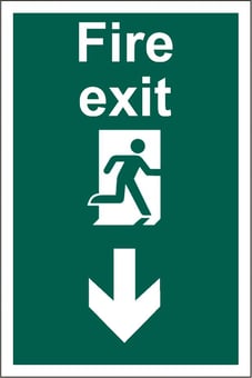 picture of Fire Exit Sign - Arrow Down - Complies to BS 5499 (Part 4) 2000 - 200 x 300Hmm - Rigid Plastic - [AS-SA133-RP]